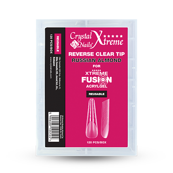 CN Xtreme Russian Almond Reverse Clear Tip Xtreme Fusion AcrylGel-hez - 120db 